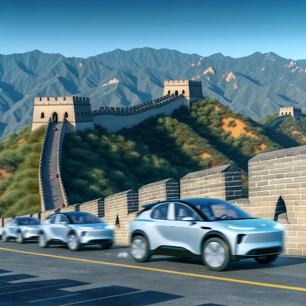 EVs zoom past Great Wall, China.