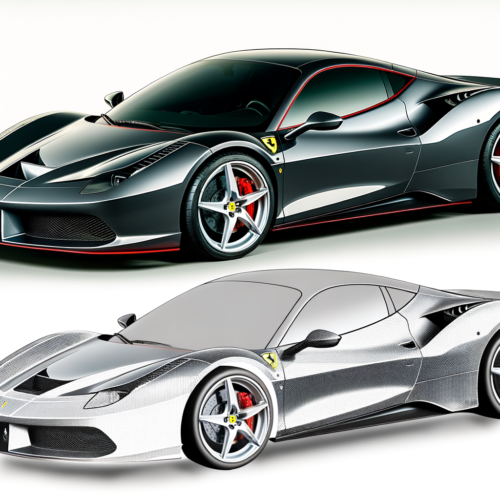 Ferrari hybrid supercar, sleek and sustainable.