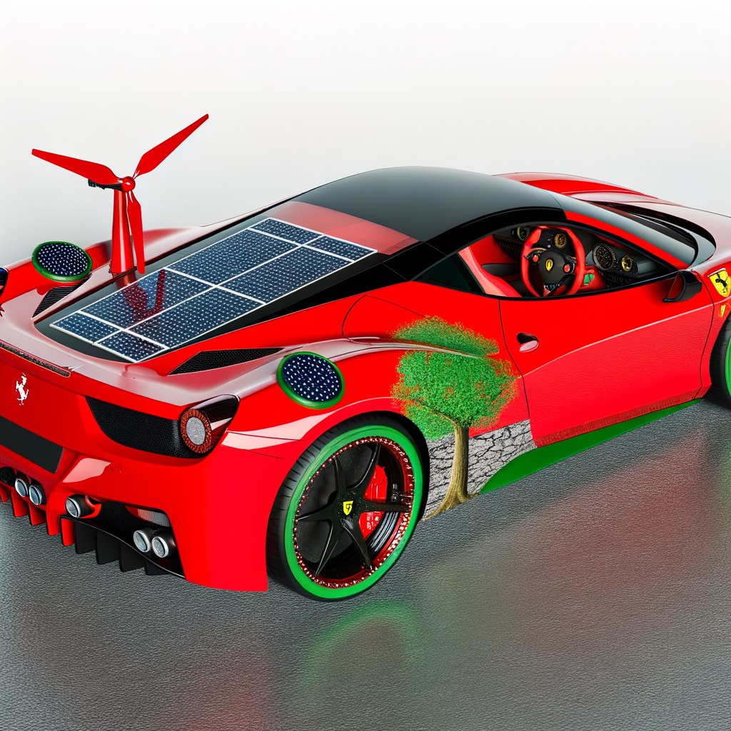Ferrari supercar blends luxury with sustainability.