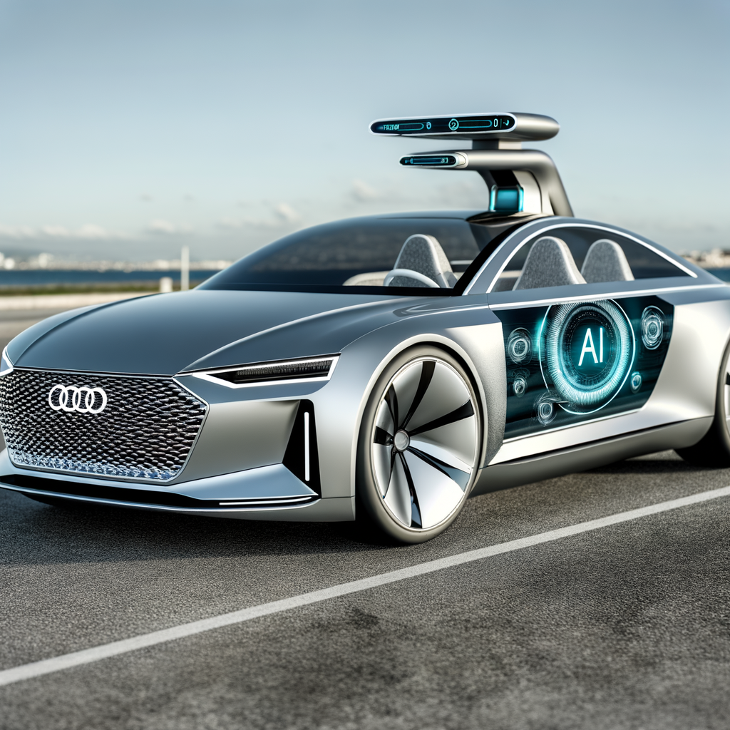 Futuristic Audi car with AI interface.