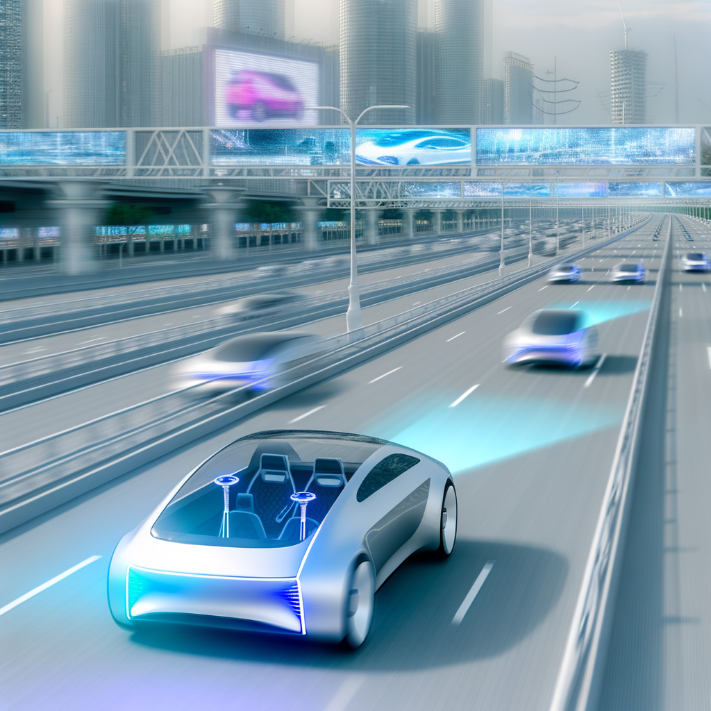Futuristic cars showcasing innovation on highway.