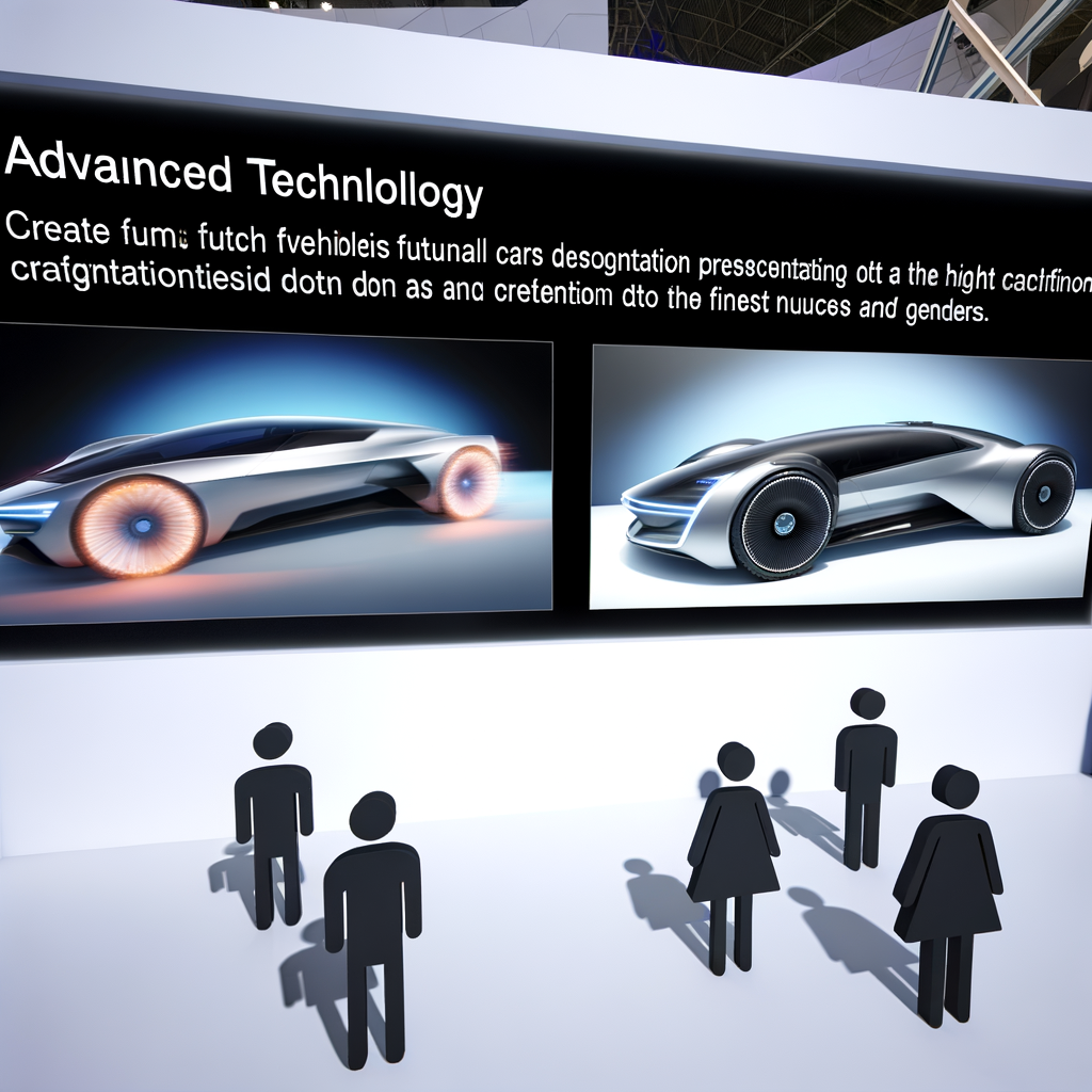 Futuristic cars showcasing technology on vibrant display.