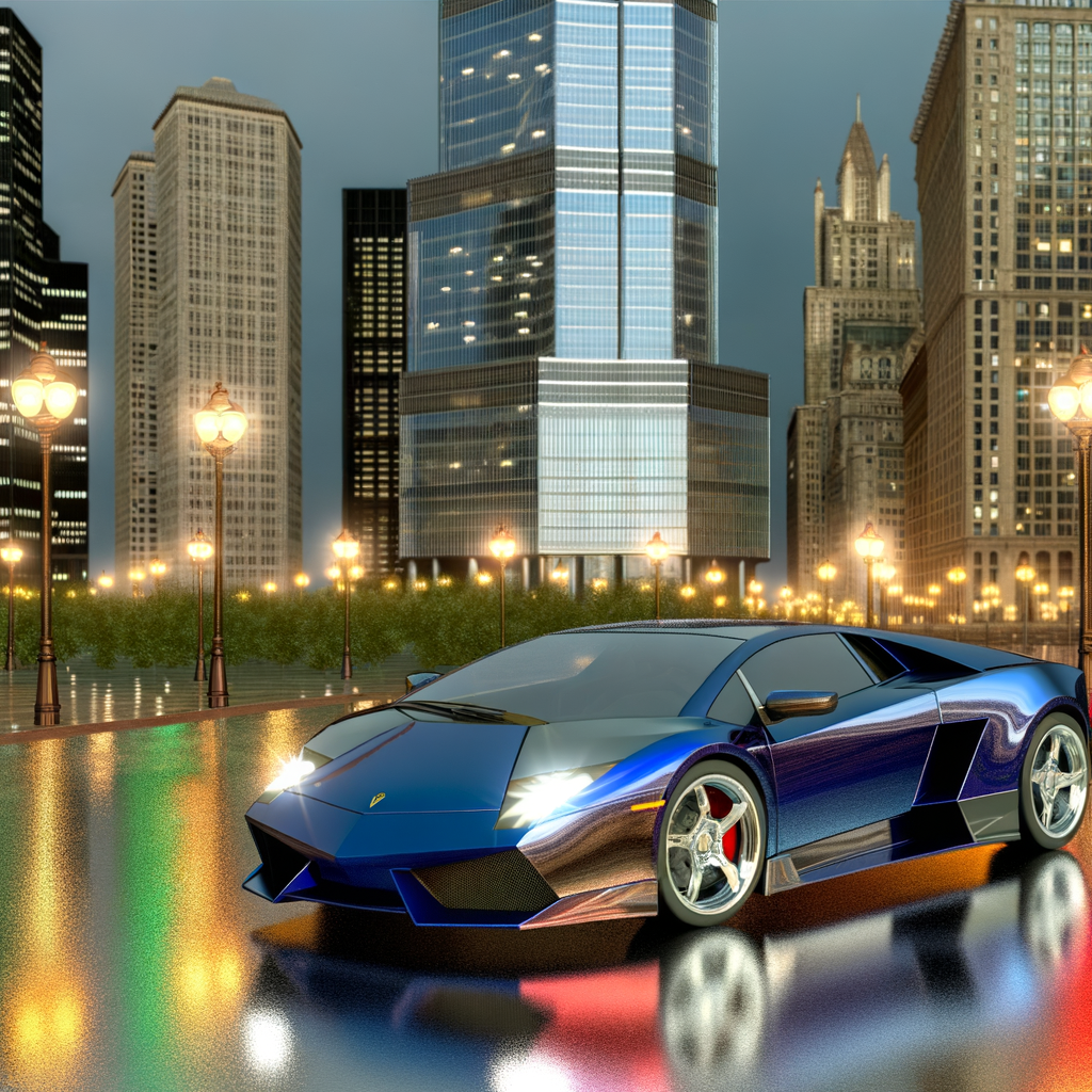 Sleek Lamborghini hybrid glides through cityscape.