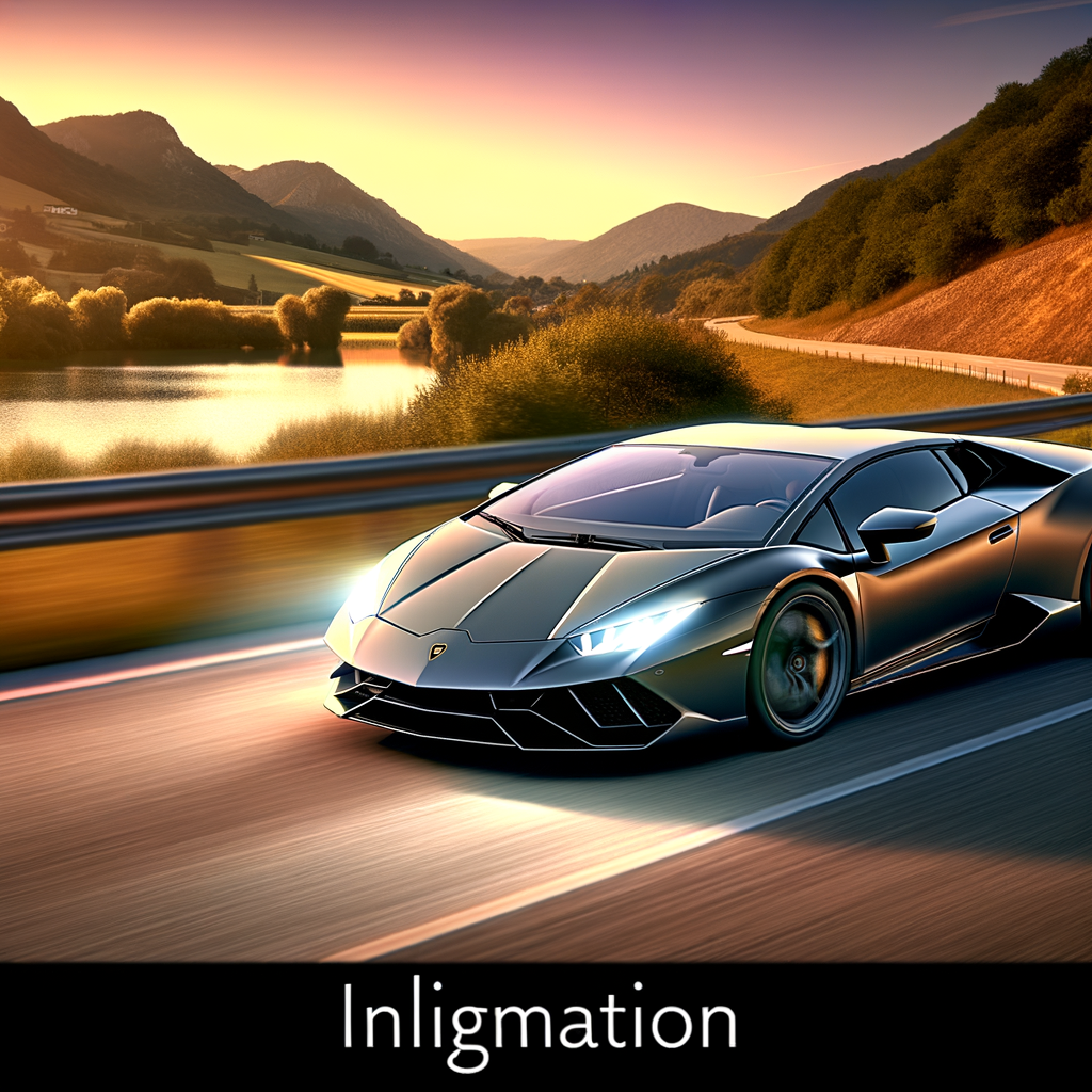 Sleek Lamborghini supercar on scenic highway.