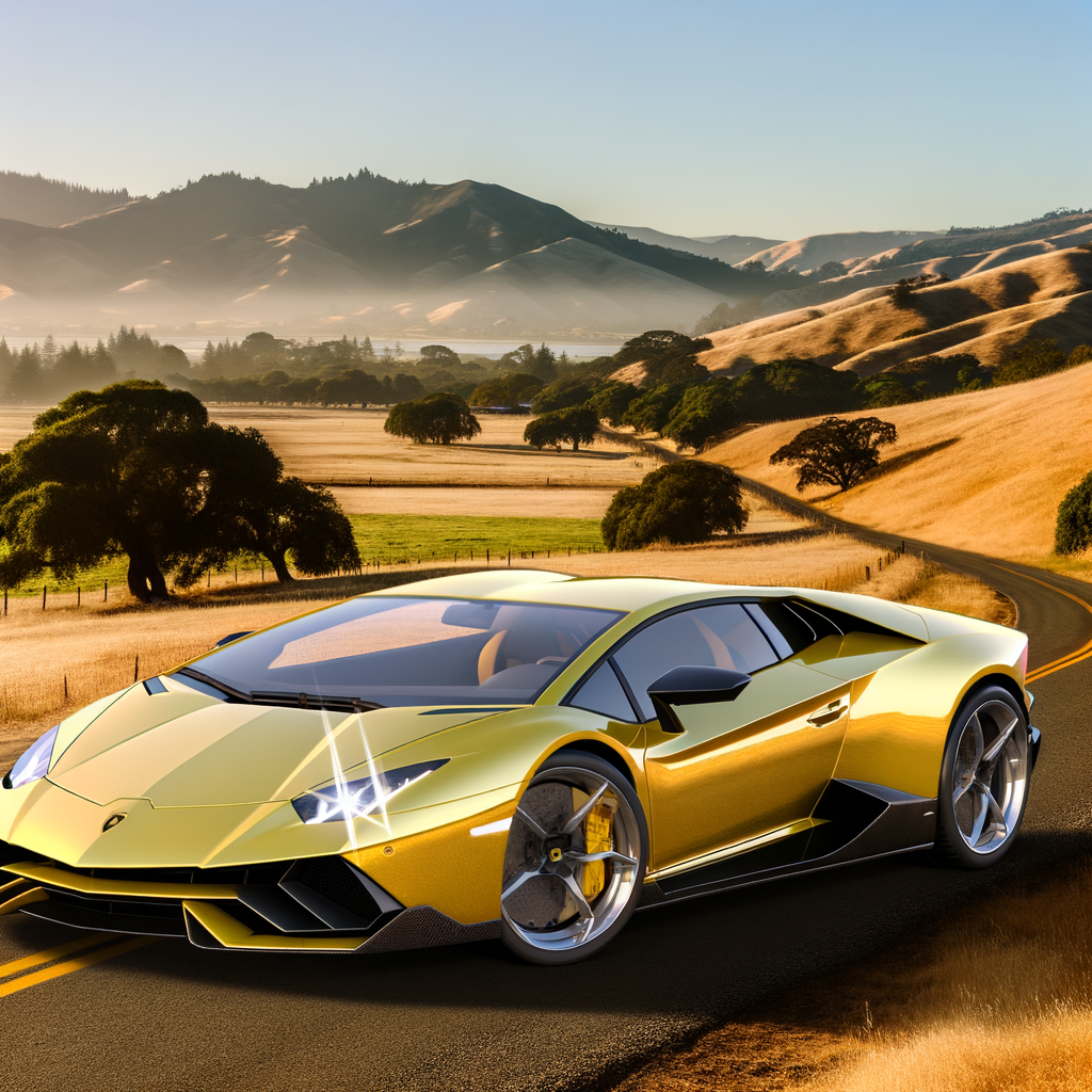 Sleek Lamborghini supercar on scenic road.