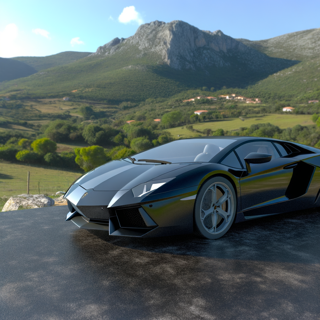 Sleek Lamborghini supercar on scenic road.