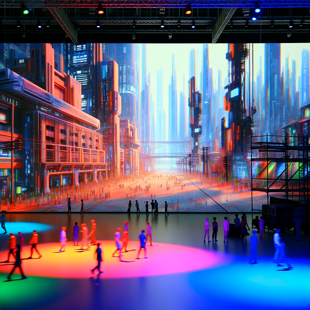 A vibrant cityscape merging art and technology.