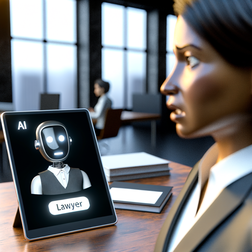 AI lawyer chatbot assisting distressed employee.
