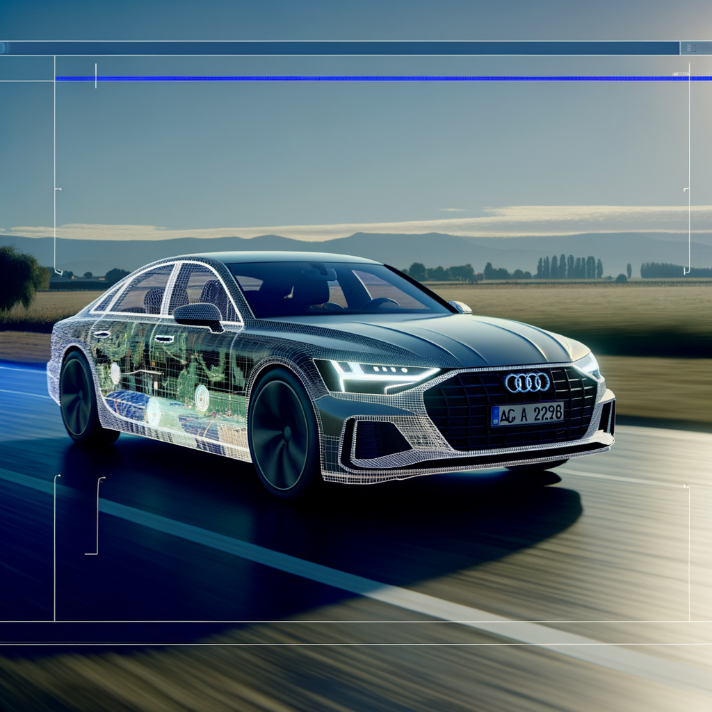 Audi A8 cruising with AI innovations.