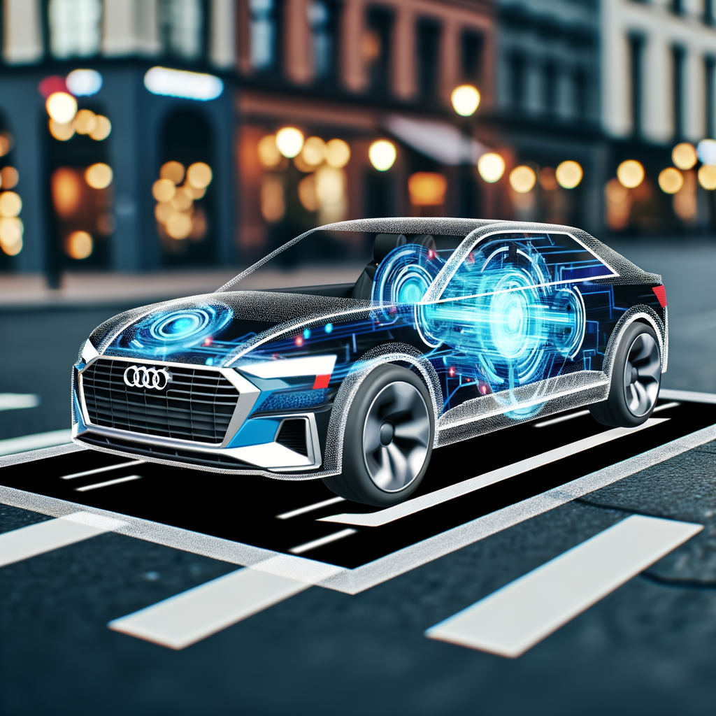 Audi car with futuristic AI interface display.