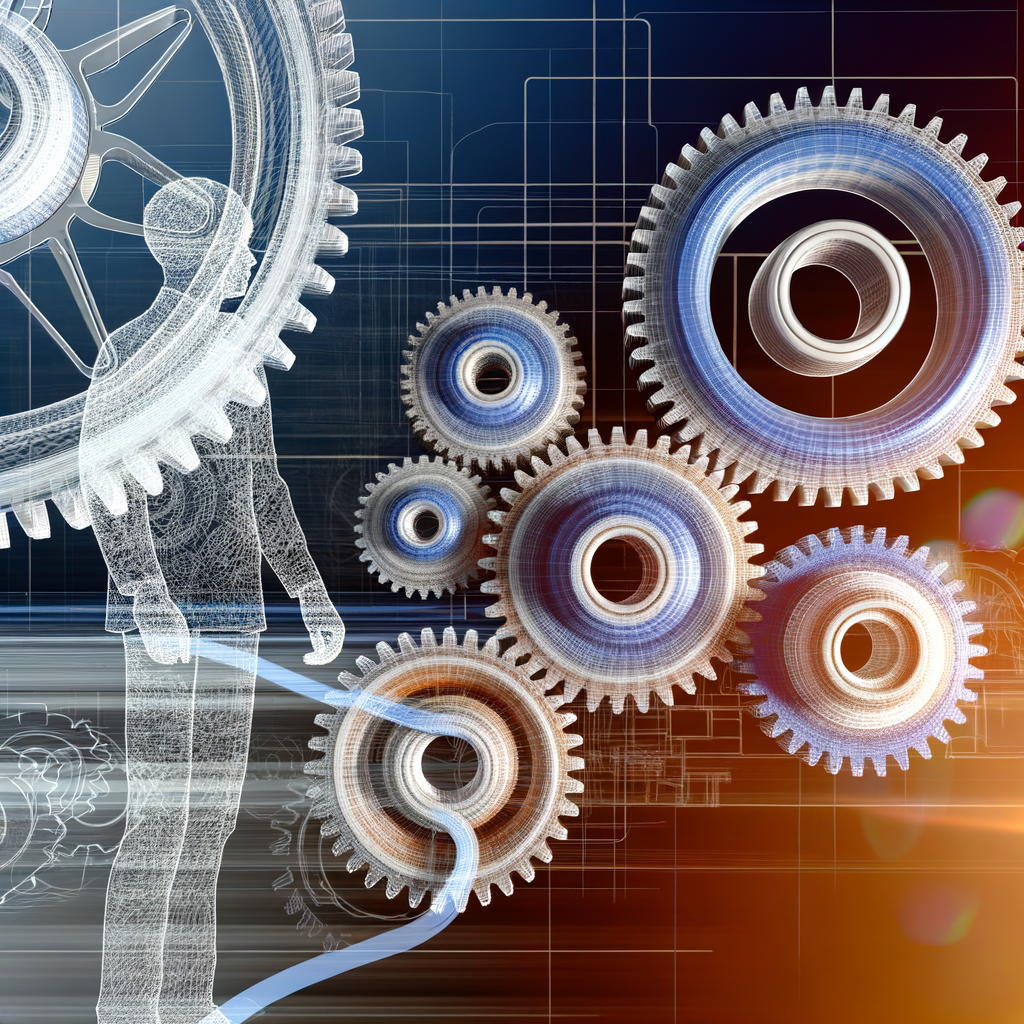 Automobile industry gears linking innovation to success.