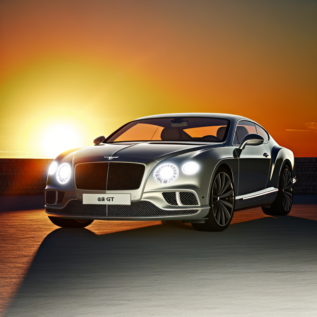 Bentley Continental GT in stunning sunset.
