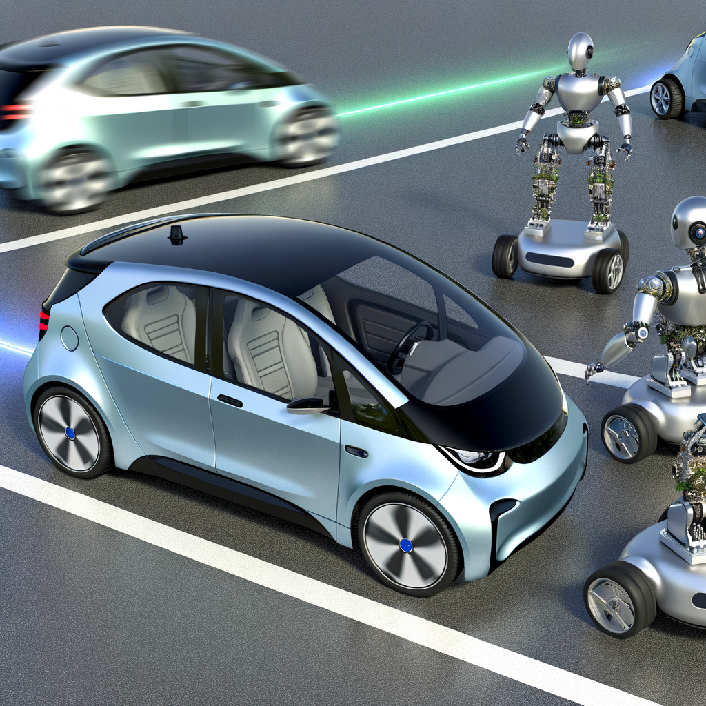 Electric cars and robots shaping future mobility.
