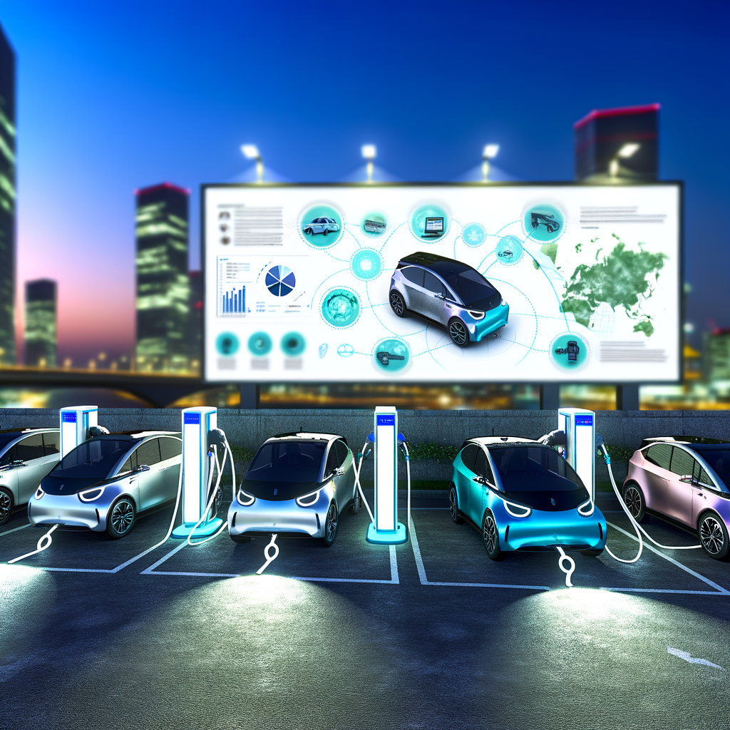 Electric cars charging, autonomous tech showcased.