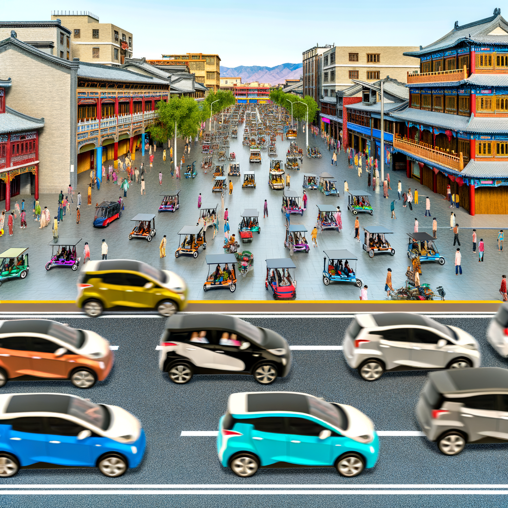 Electric cars dominate bustling Chinese streets.