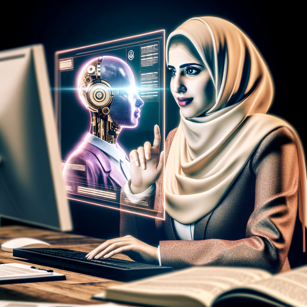 Empowered individual consulting AI lawyer online.