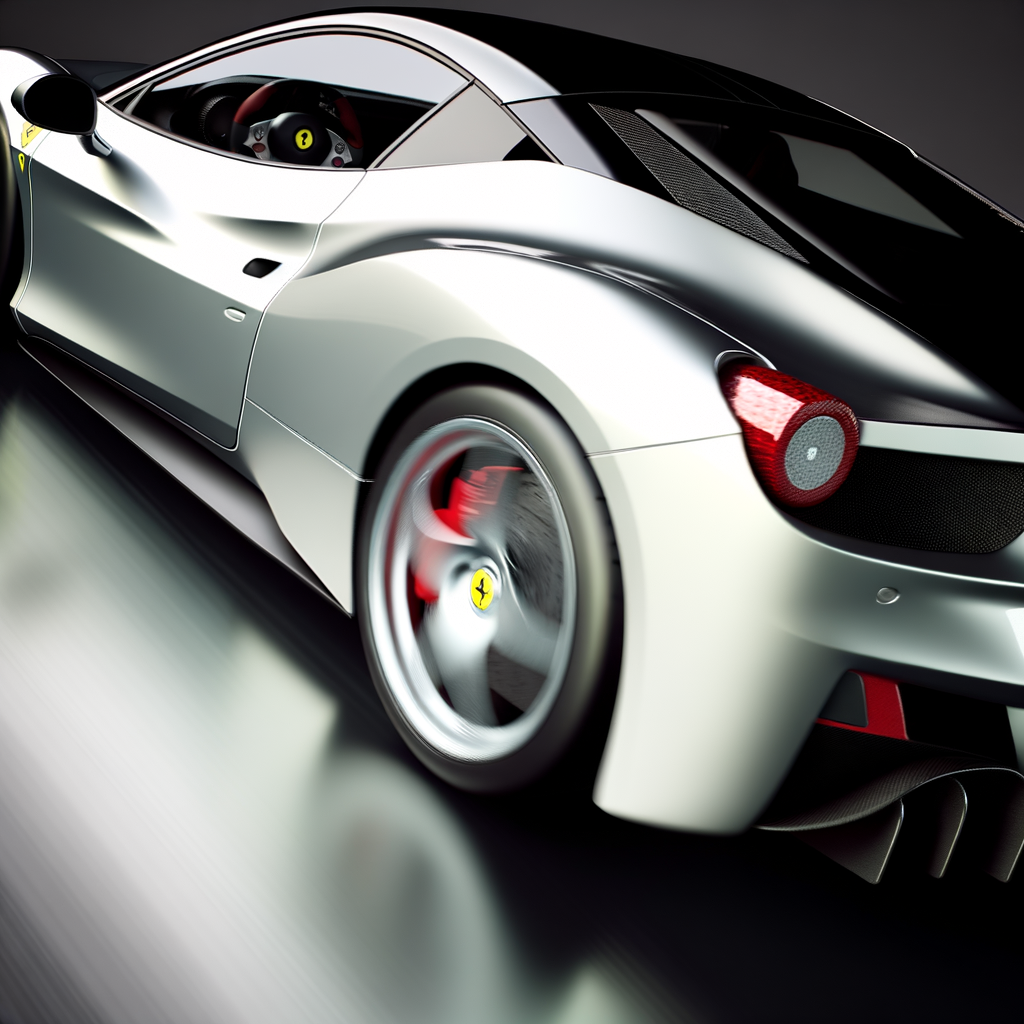 Ferrari supercar, sleek design, dynamic motion.