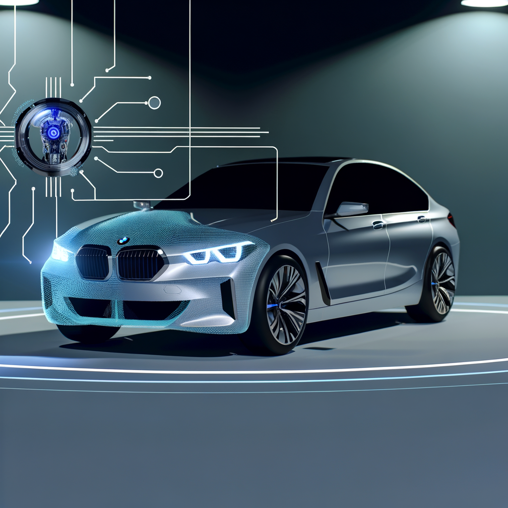 Futuristic BMW car with AI interface.