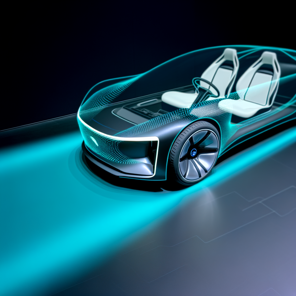 Futuristic BMW car with AI interface.