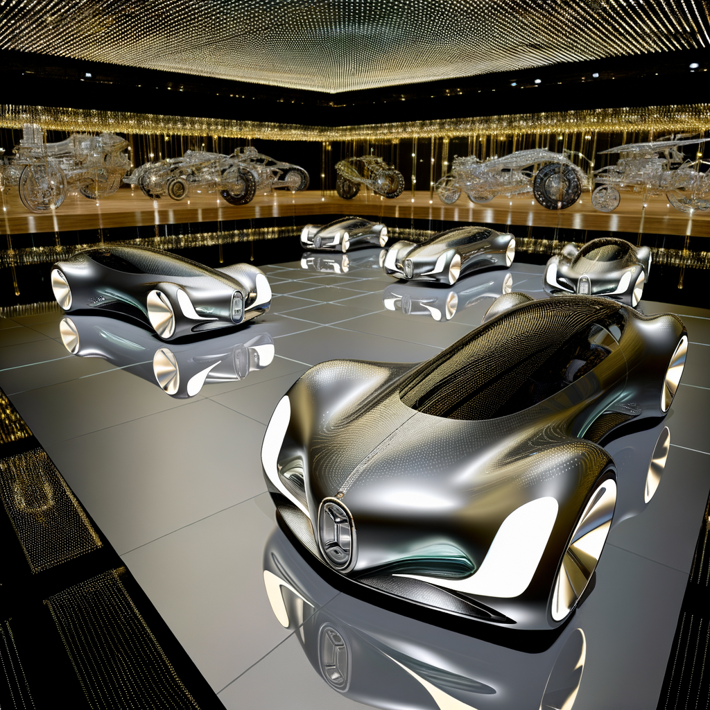 Futuristic cars showcasing innovation, luxury, sustainability.