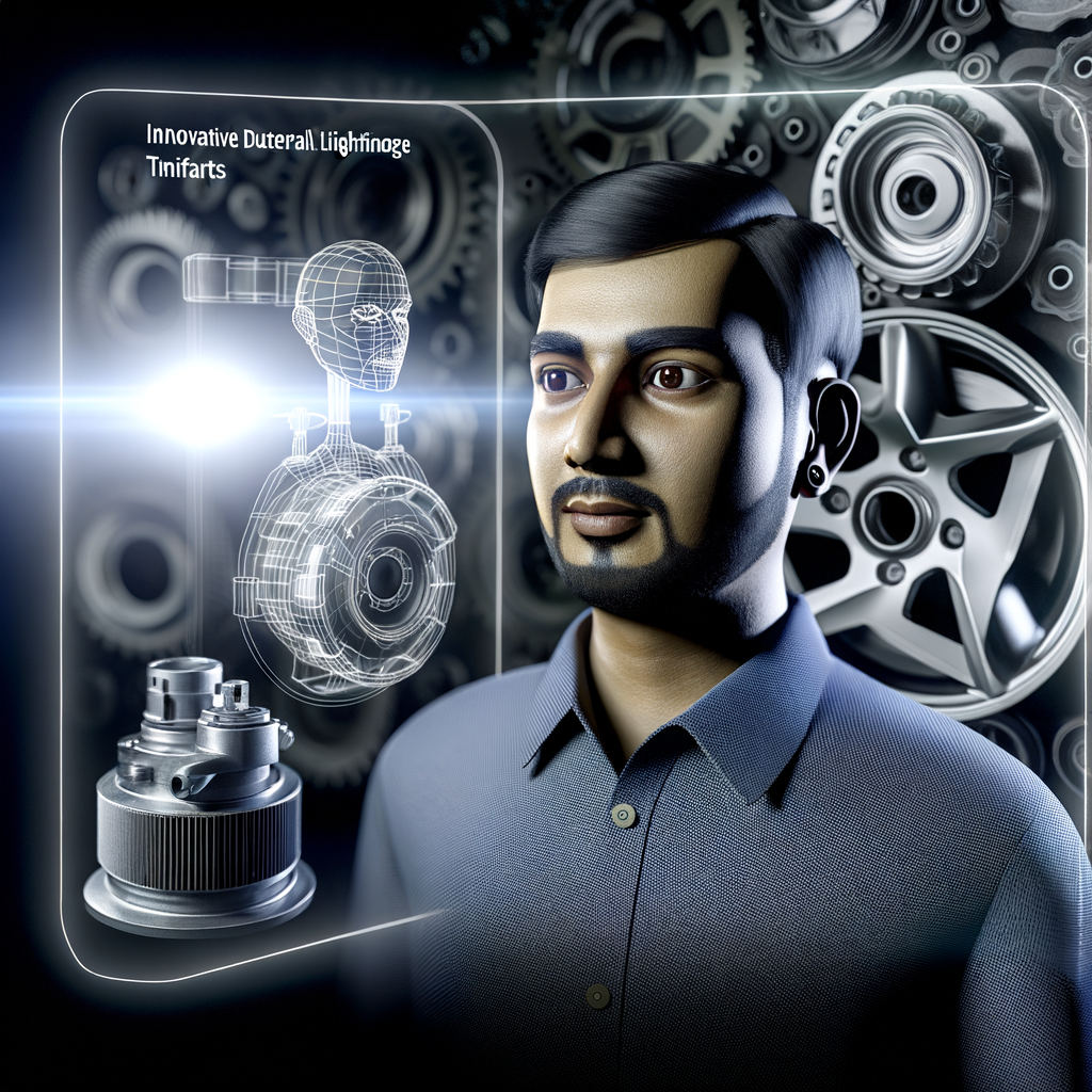 Innovative car parts surround tech-savvy driver.