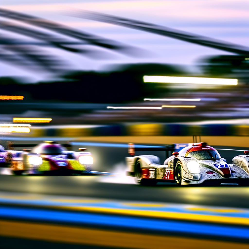 Le Mans race cars in breathtaking motion.