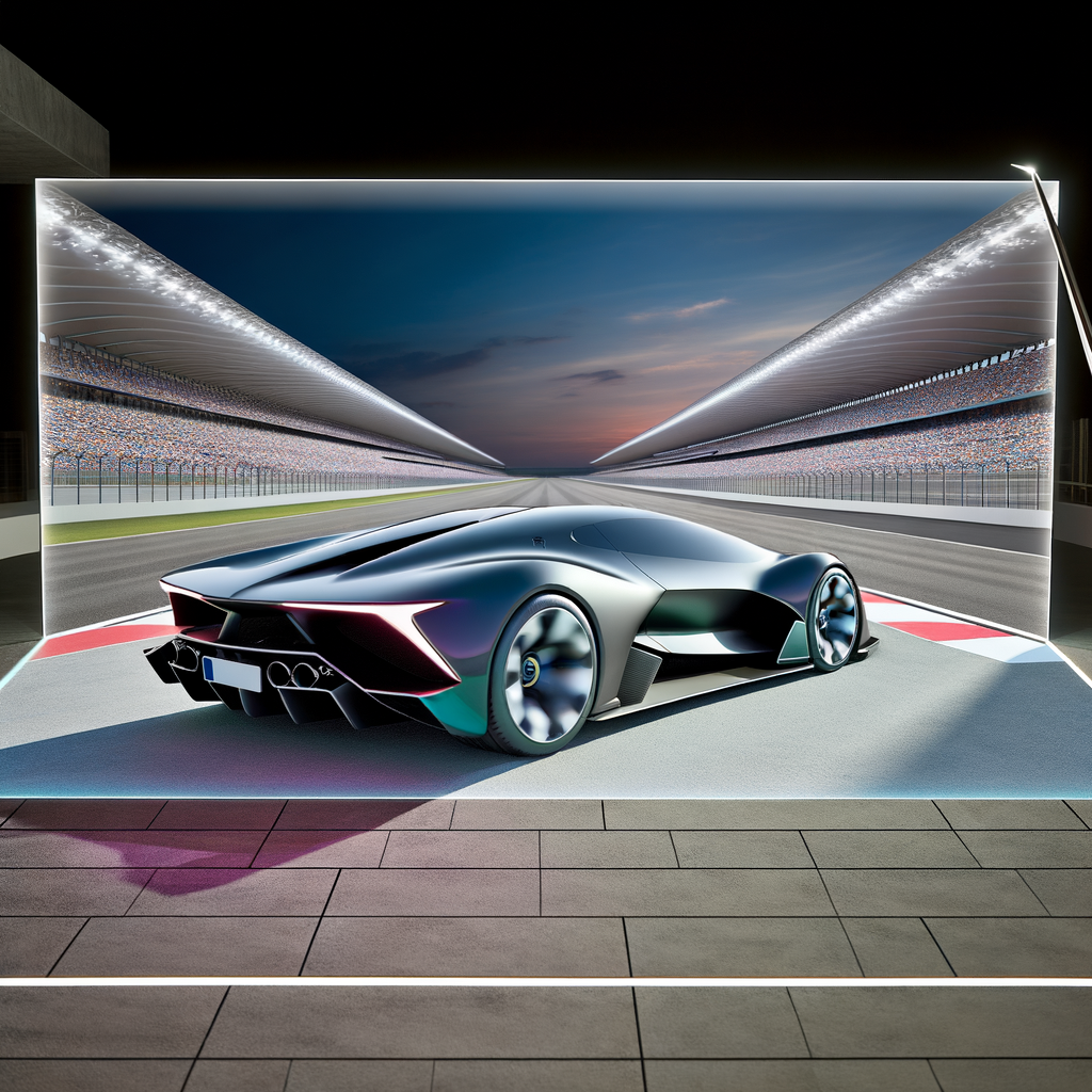 Sleek Lamborghini supercar on futuristic track.