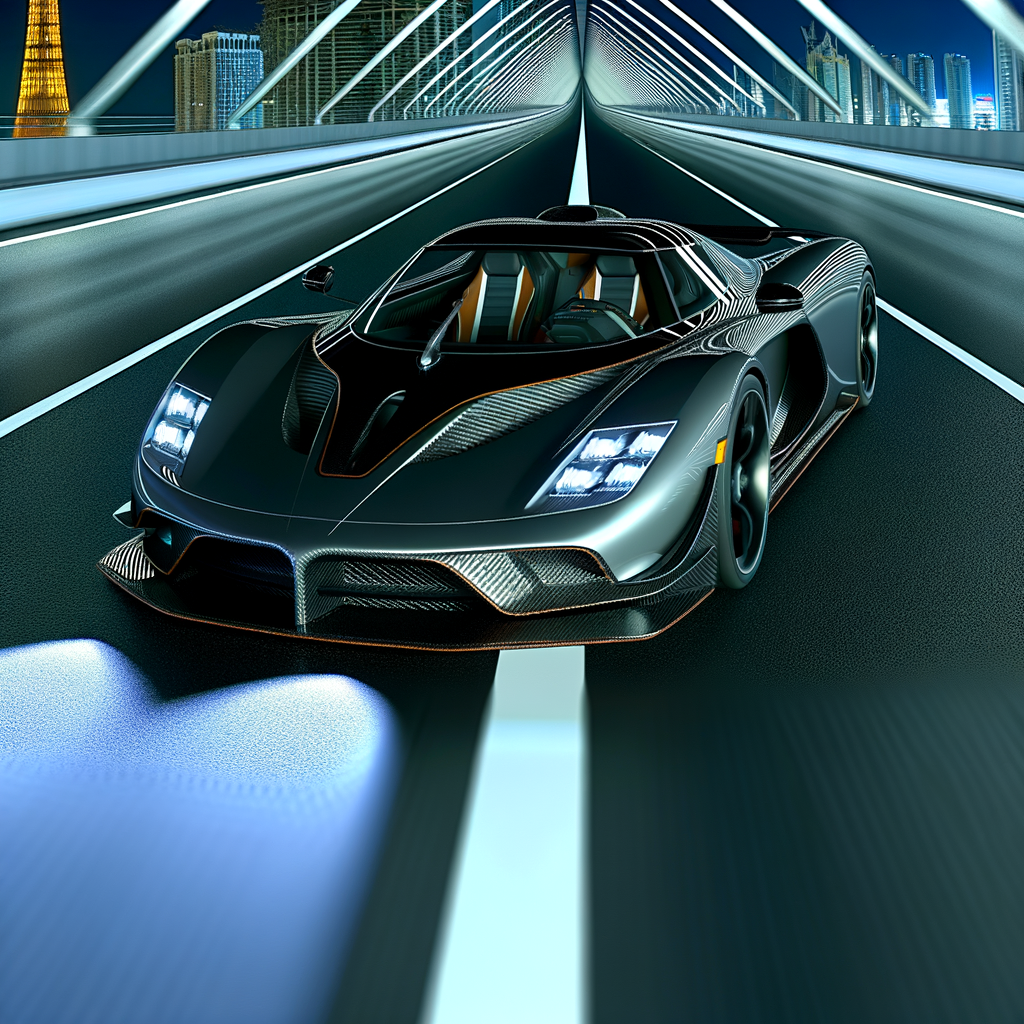 Sleek Lamborghini supercar on futuristic road.