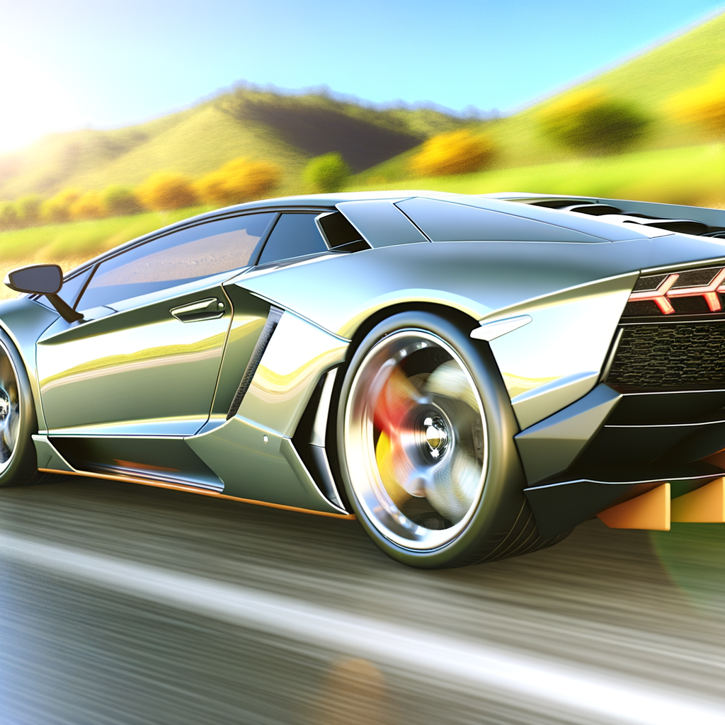 Sleek Lamborghini supercar on scenic highway.