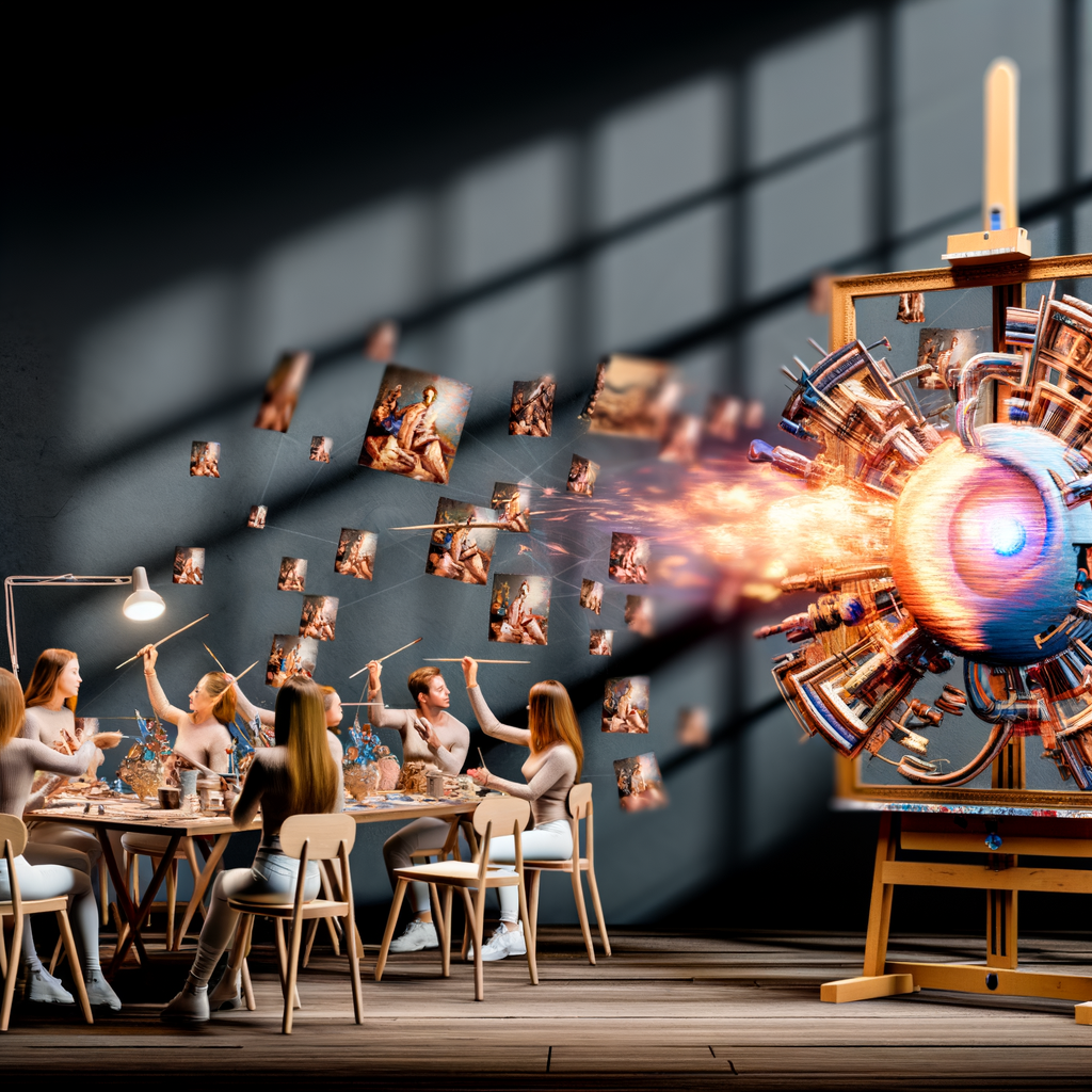 Vibrant artists collaborating with DaVinci AI.