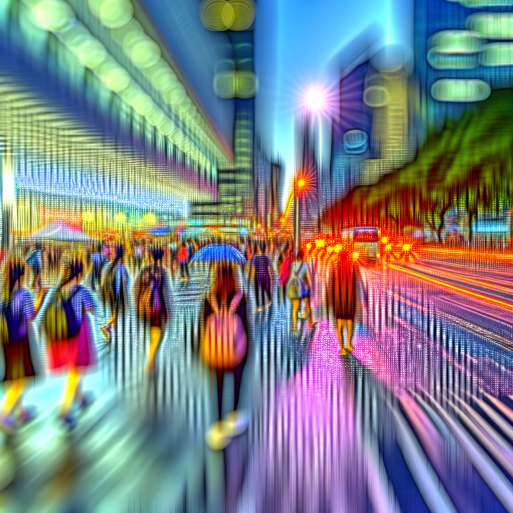 Vibrant cityscape blending art and technology.