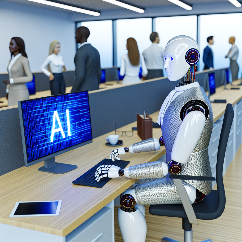 AI lawyer assisting employees with digital justice.
