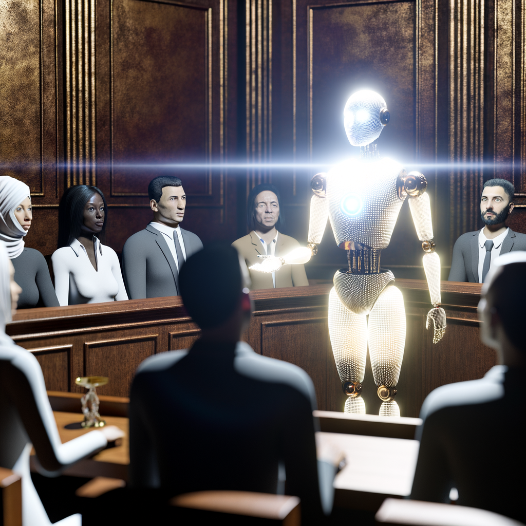 AI lawyer guiding employees through justice.