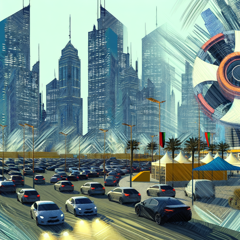 AI-powered cityscape blending politics, cars.