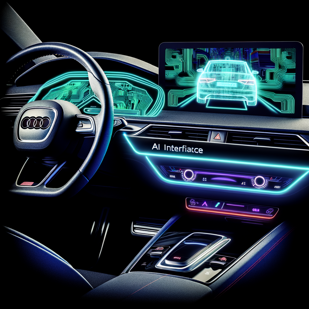 Audi car with futuristic AI interface display.