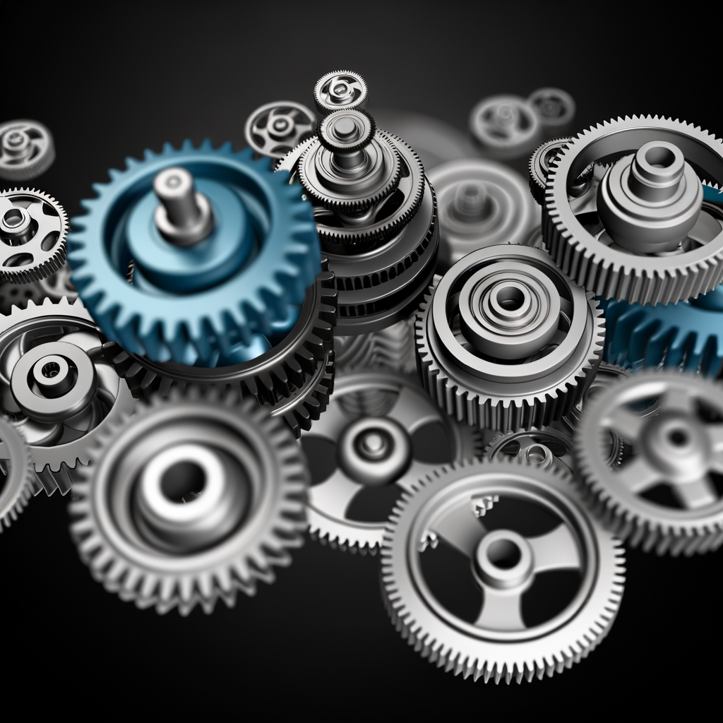 Automotive industry gears merging into future.