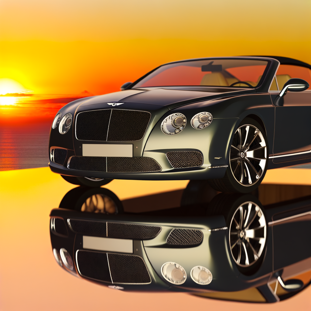 Bentley car exuding luxury under sunset.