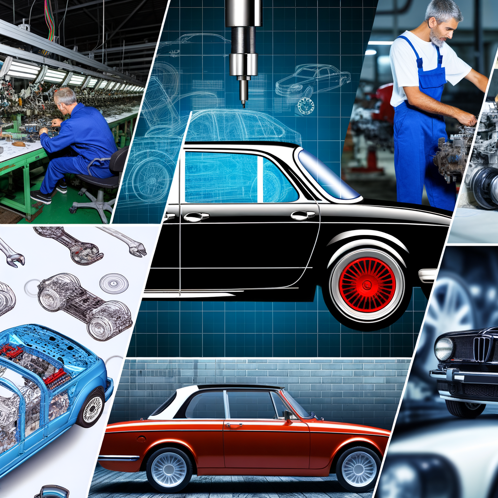 Dynamic automotive collage showcasing industry spectrum