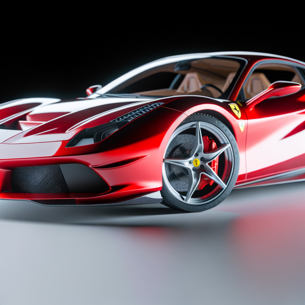 Ferrari supercar in breathtaking photorealistic detail.