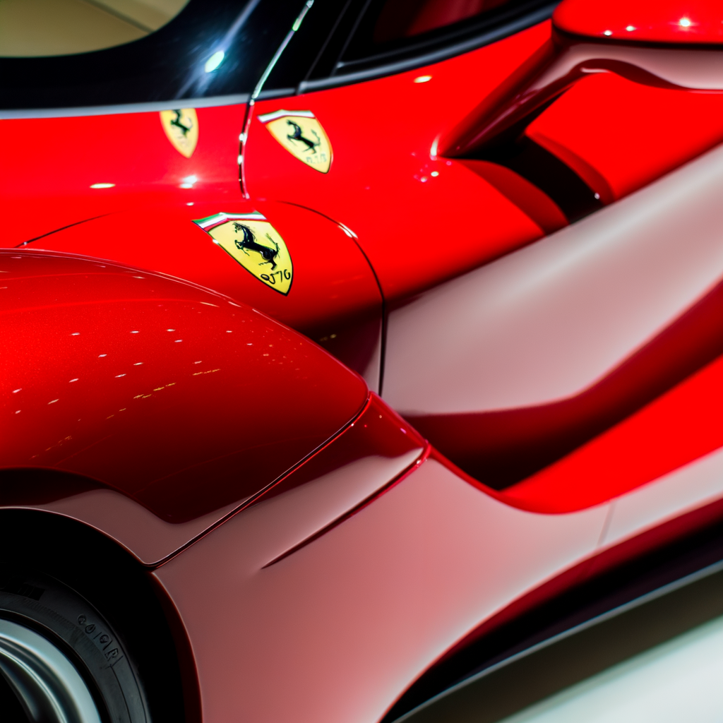 Ferrari supercar, sleek design, racing legacy.