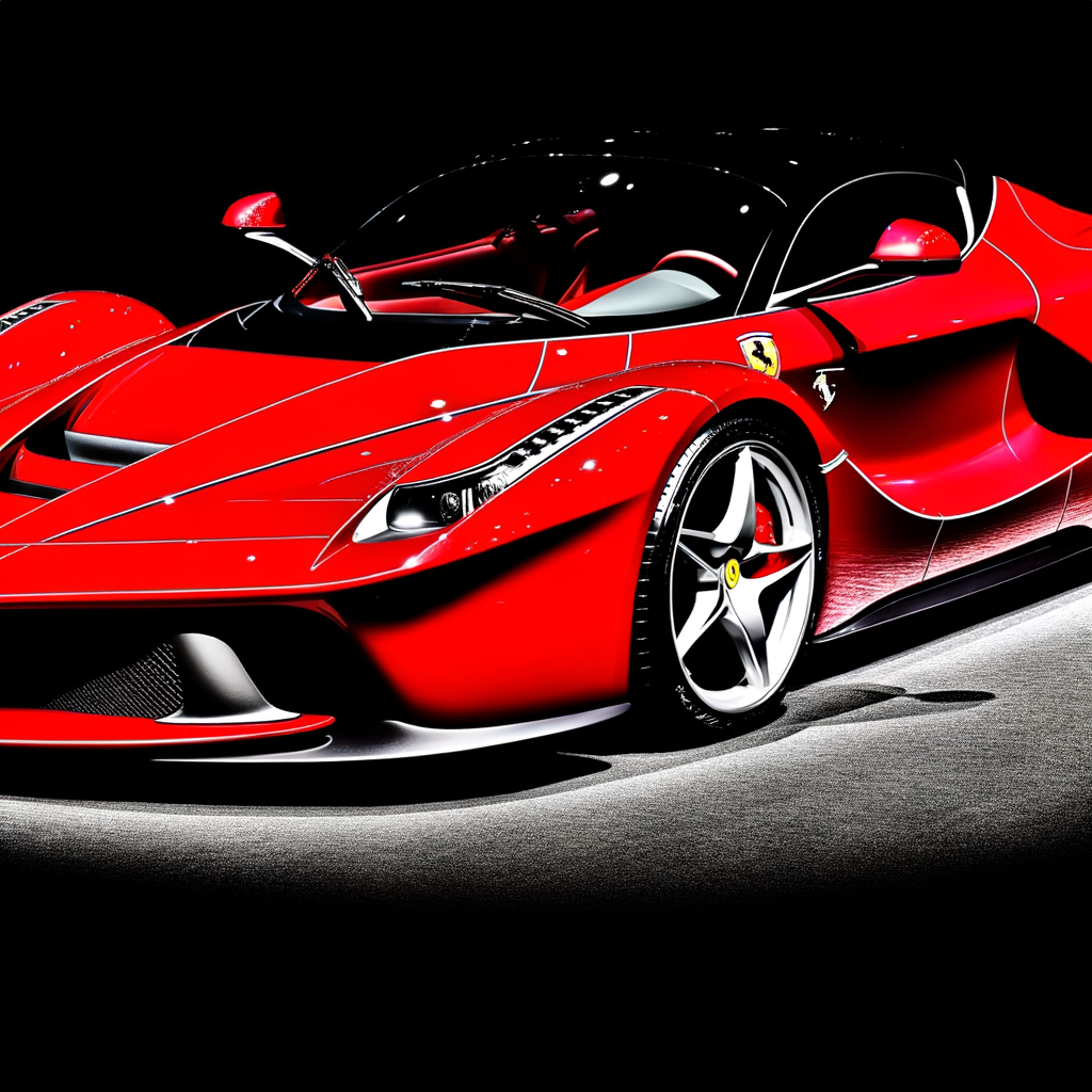Ferrari's sleek, elegant supercar on display.