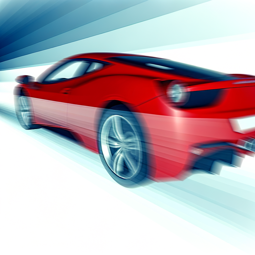 Ferrari's sleek red supercar in motion.