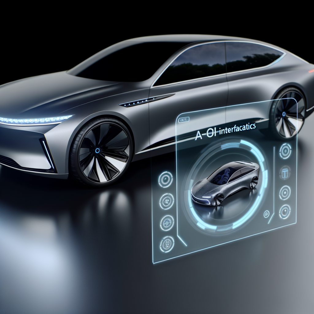 Futuristic Audi car with AI interface.
