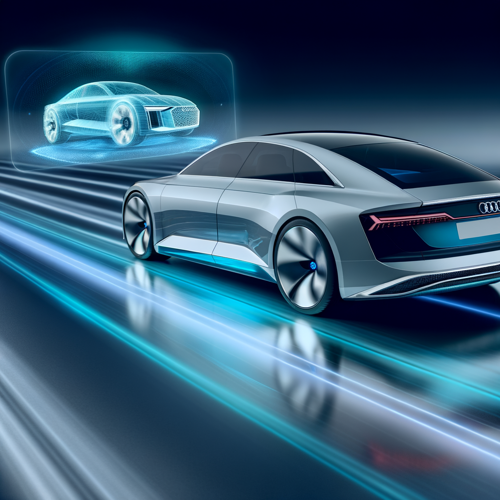 Futuristic Audi car with AI interface.