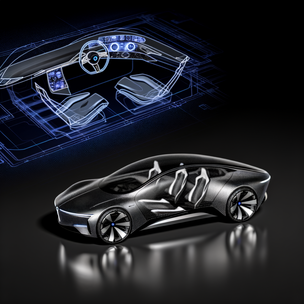 Futuristic BMW car with AI features.