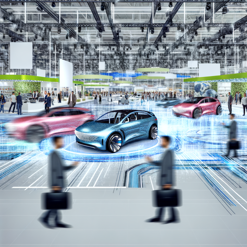 Futuristic cars, digital sales, green innovation.