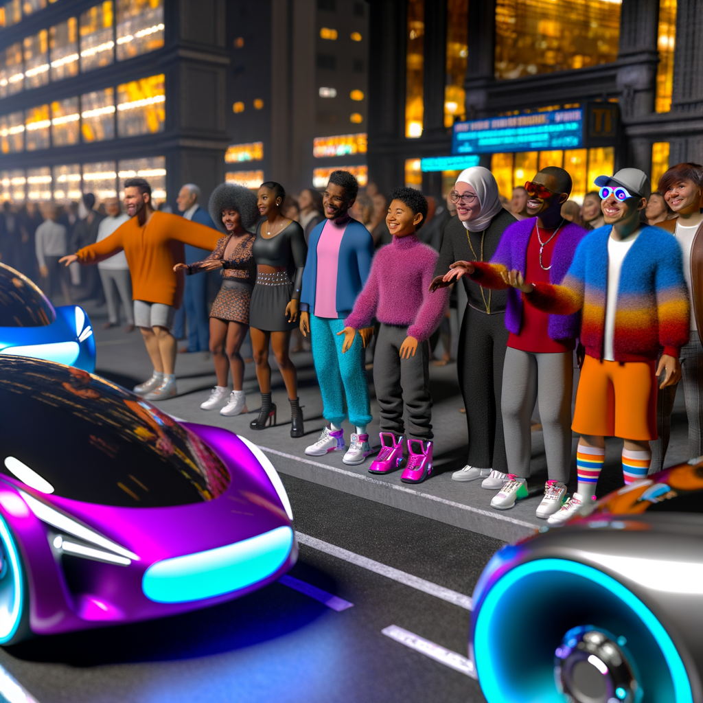 Futuristic cars, technology, and happy customers.