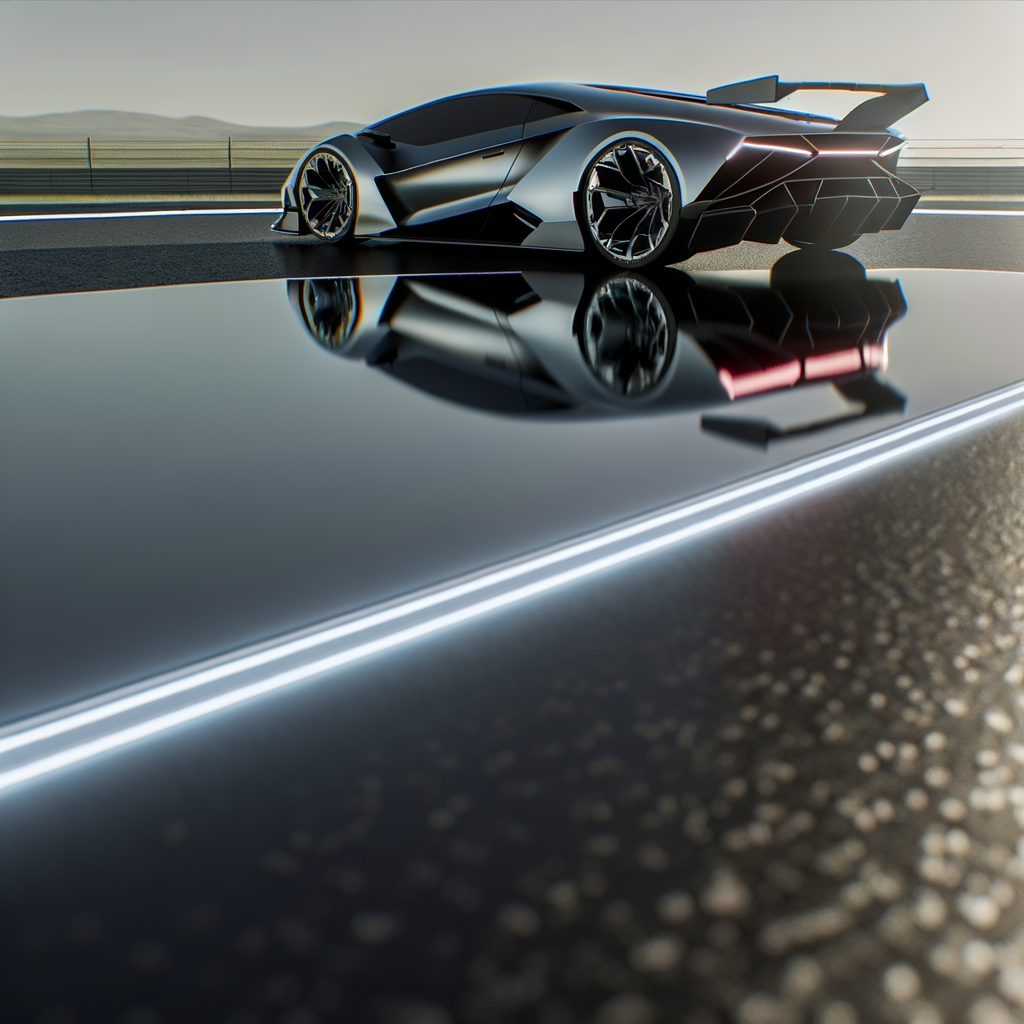 Futuristic Lamborghini supercar on sleek track.