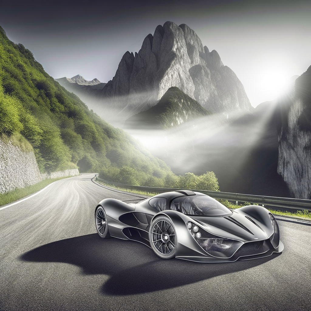 Sleek Lamborghini on a winding road.