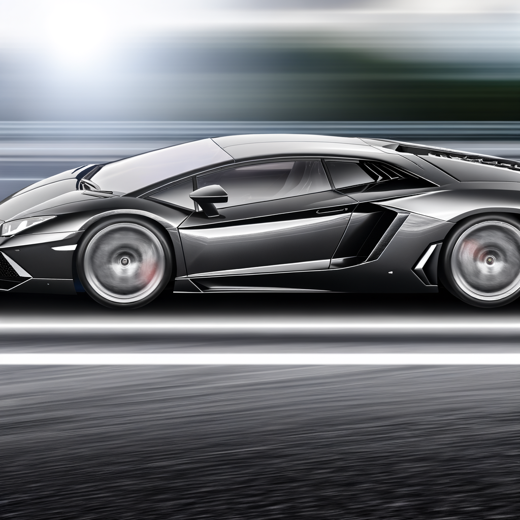 Sleek Lamborghini supercar on dynamic road.